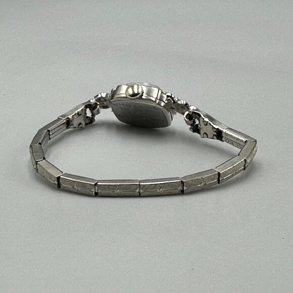 Vintage Hamilton Dinhofer Watch Women Platinum Diamond Bezel Manual Stretch main image 4